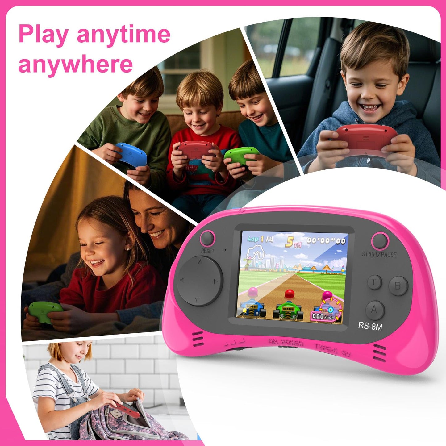 Kids Handheld Games 16 Bit Retro Video Game with 220 HD Electronic Games - 2.5'' LCD Portable Travel Games Gifts for Boys Girls Ages 4-12
