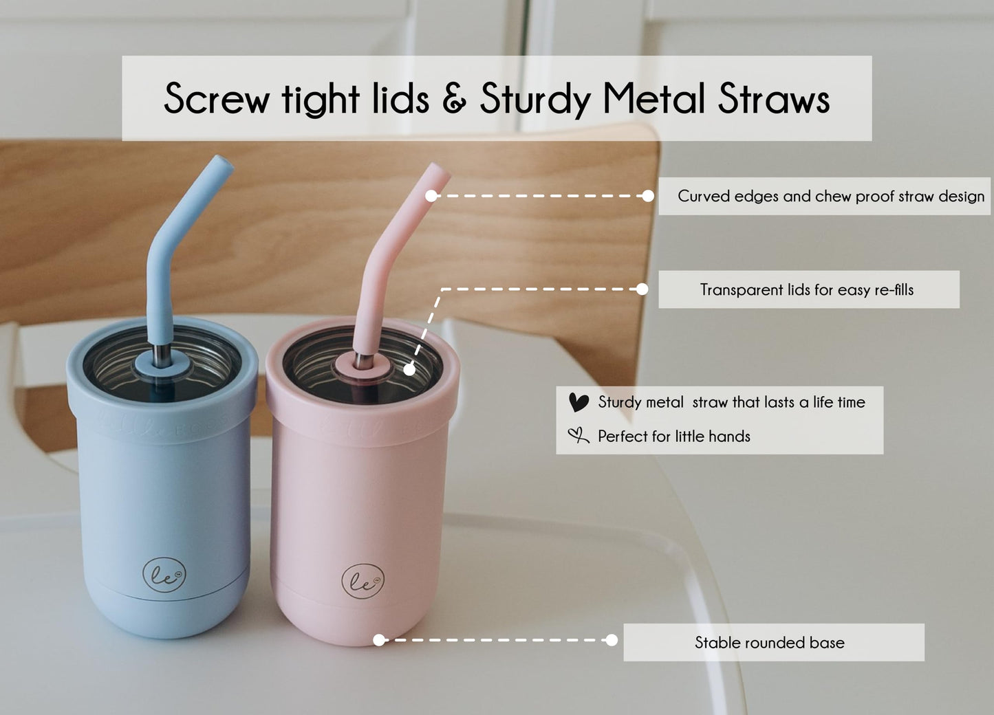 LITTLE ECOS Double walled insulated stainless steel kids & toddler cups with straws and lids | Best Sippy cups with straw for boys 1+ year old | Holds 12oz capacity - On the Go Travel containers