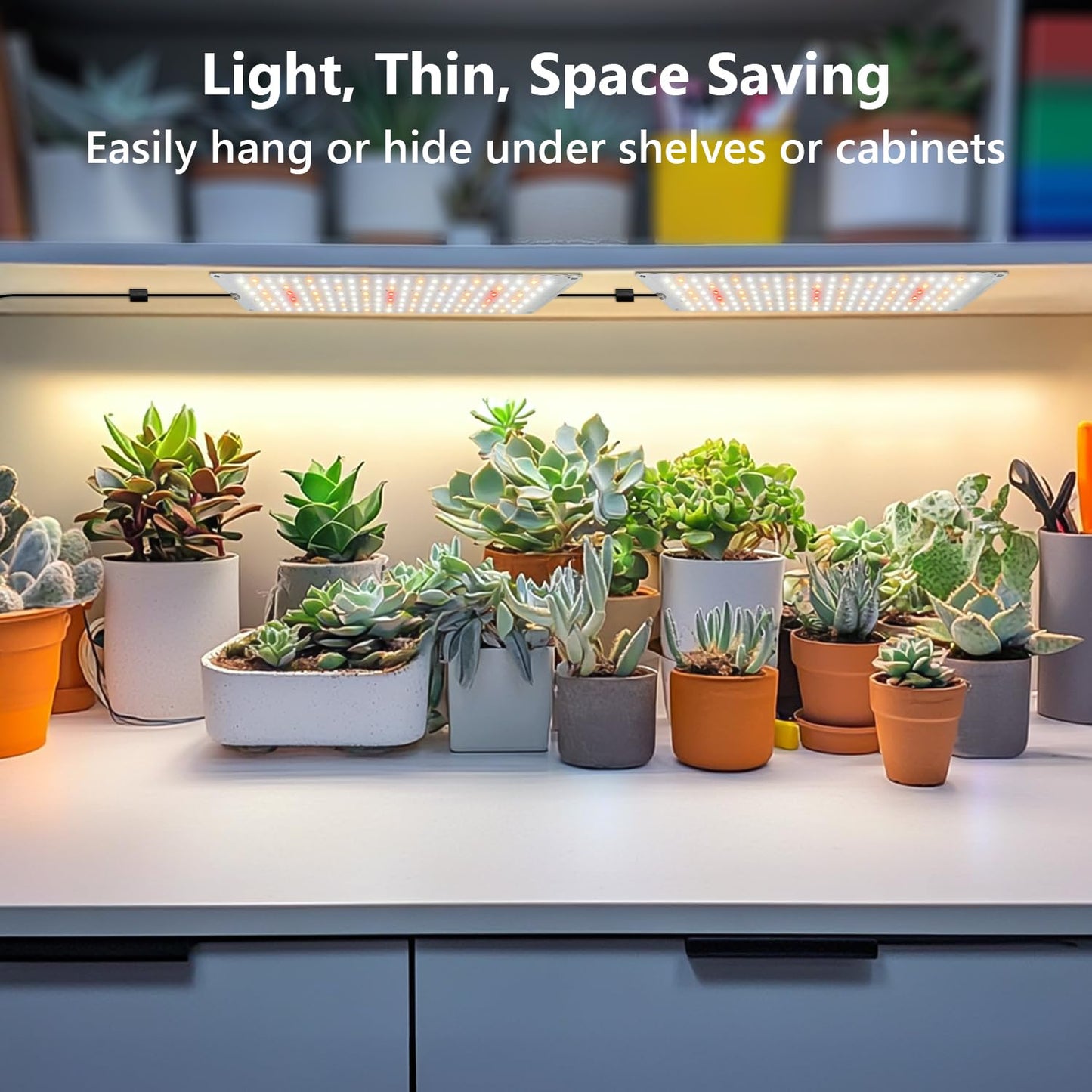 Garpsen Grow Lights for Indoor Plants, 882 LEDs, Full Spectrum, 50W, 6 Panels, Dimmable, Silver, Model BL-G60A