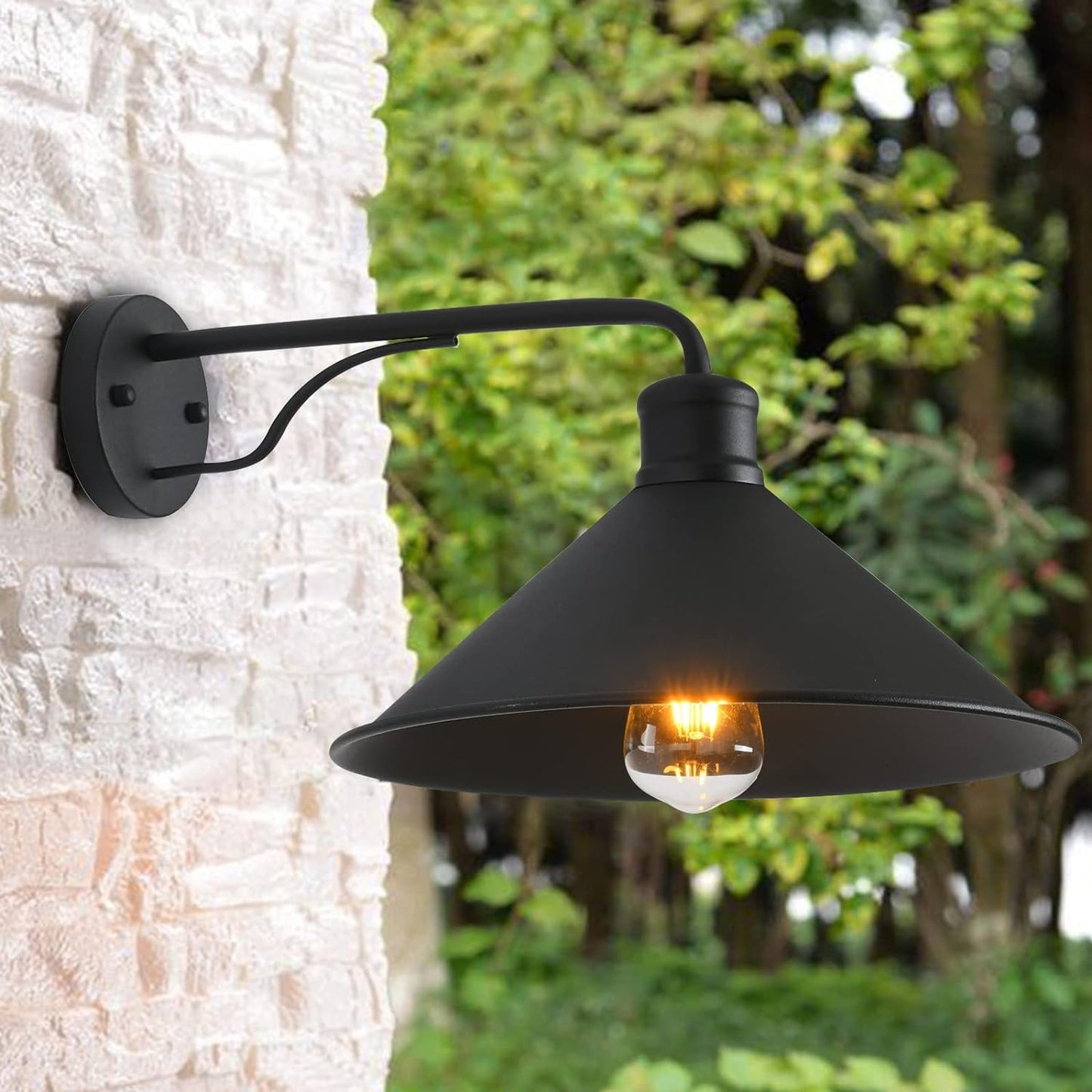 VICTOGATE 3 Pack Matte Black Outdoor Wall Lights, Metal Fixtures, 12in E26 Barn Lights for Porch, Entryway, Garage