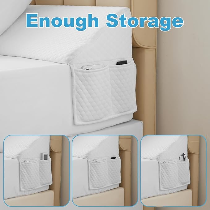 King Bed Wedge Pillow for Headboard, Foam Pillow Wedge for Headboard Gap, Mattress Bed Gap Filler King, Triangle Pillow, Anti-slip Bed Crack Pillow Space Filler (76"×10"×6") Air-Layer White
