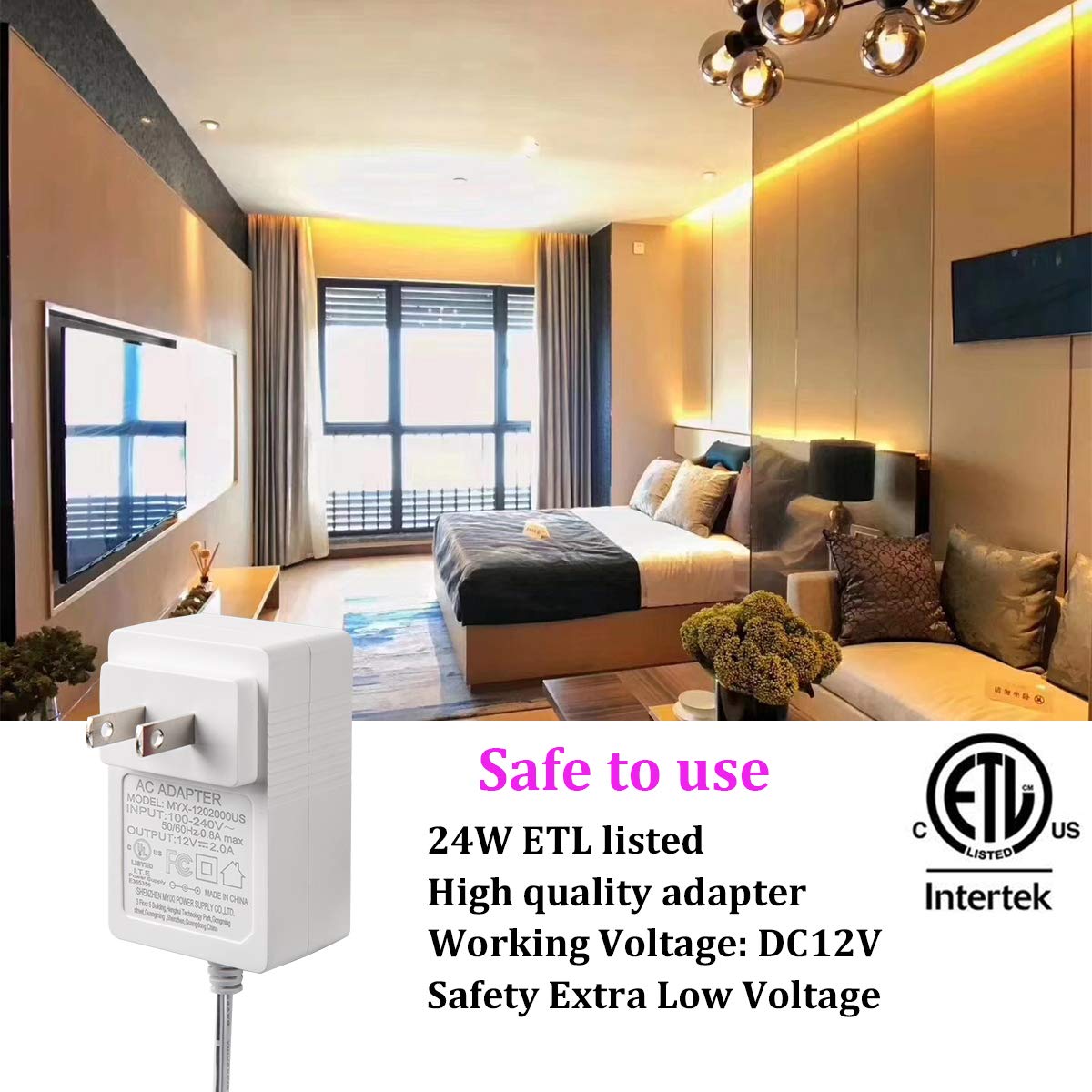 Wobane Led Strip Lights 32.8Ft, Dimmable Warm White Tape, 600 Leds, Etl Listed, Remote Control, Model Zh403