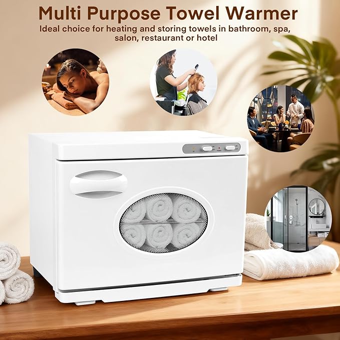 Yofuly Hot Towel Warmer, 23L Professional Spa Towel Heater Cabinet with Clip, Extra Large Estheticians Towels Heating Machine for Massage Salon Barbershop, White