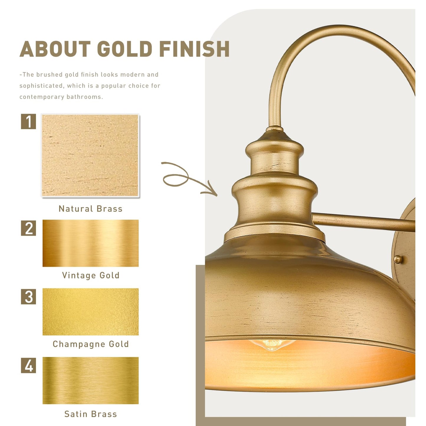 Zeyu Industrial Gooseneck Wall Light - 2 Pack, 11 Antique Gold Metal Fixture, Model Mi-Te-I449