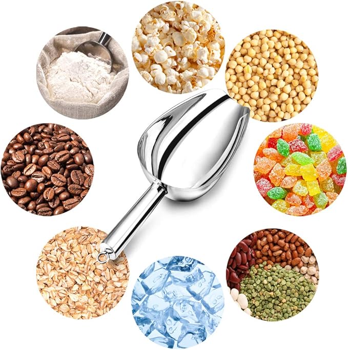 TeamFar Stainless Steel Ice Scoop, Small Metal Food Candy Scoop for Kitchen Bar Party Wedding - 6 Ounces