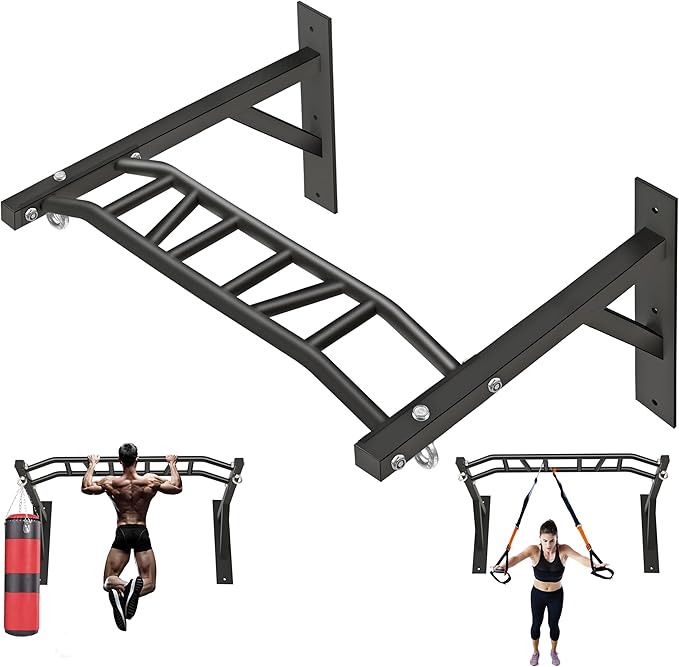 Upgrade Pull Up Bar Wall Mounted,Heavy Duty Multi Grip Chin Up Bar for Strength Training, 600 lbs Capacity, Durable Steel ...