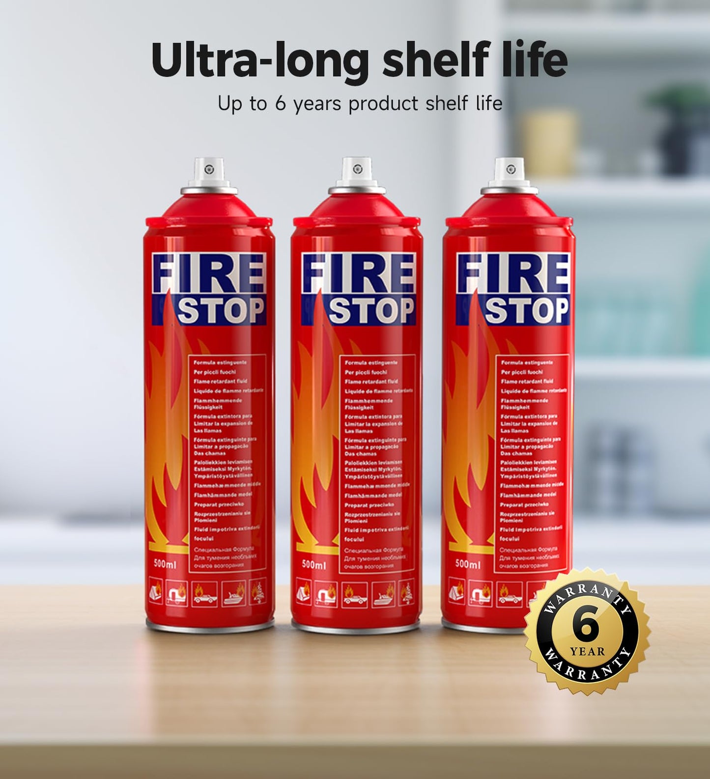 AmzBoom 3-Pack Fire Extinguisher for Home, Kitchen, Car, Boat - ABCK Class Extinguisher with Mounting Bracket - Compact & Portable for Emergency Use.