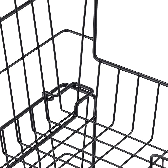 TRINITY 2-Pack Stackable Metal Wire Storage Baskets With Handles, Black, 11 Inches