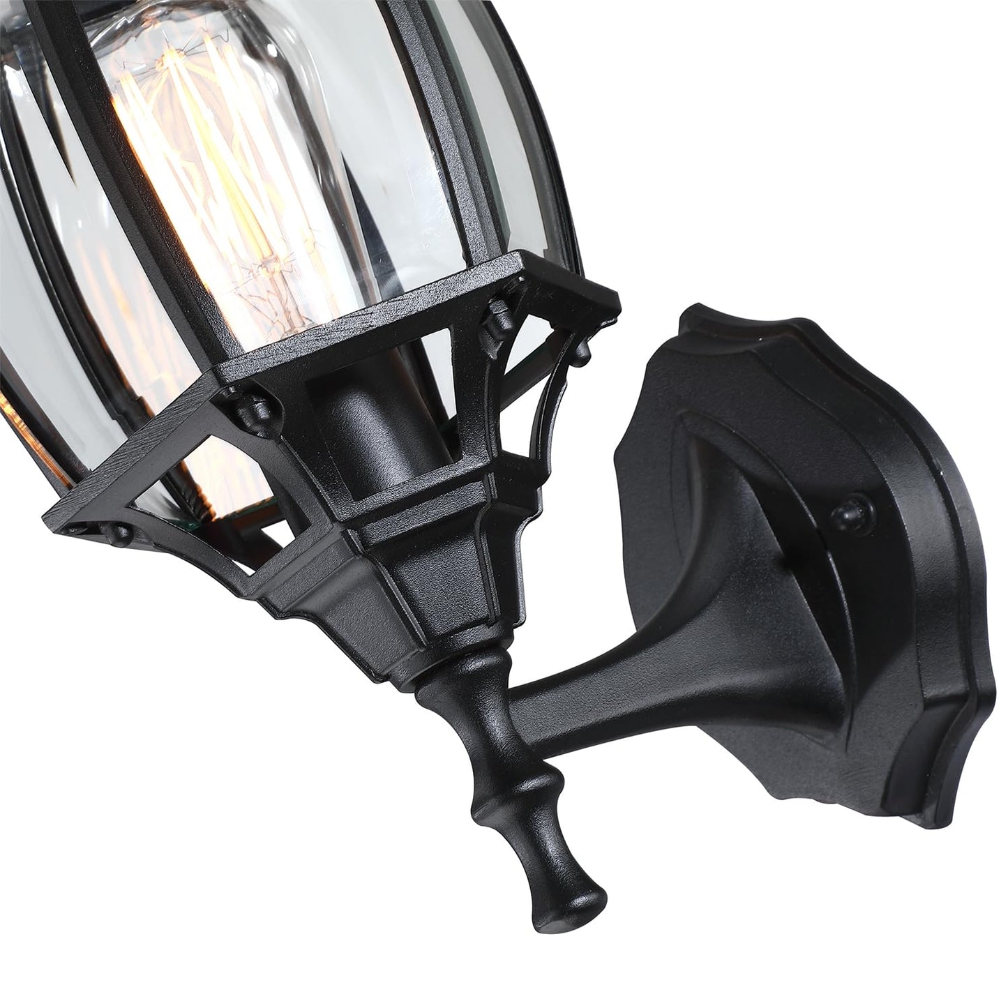 Faymart Lighting 16.8 Inch Outdoor Porch Light - Black Outside Light For House  Metal And Glass Exterior Wall Sconce  Waterproof Wall Mount Outdoor Lantern For Garage Front Door Balcony E26 Base