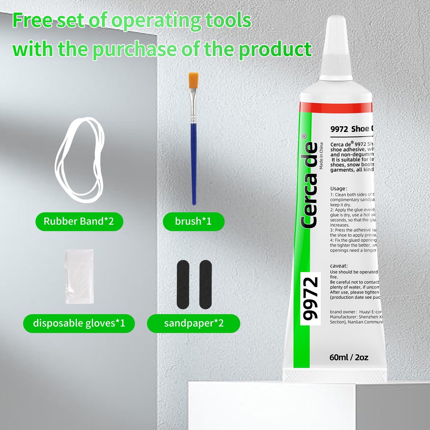 Cerca de Shoe Glue Heavy Duty，Shoe Sole Repair Adhesive，Clear, Waterproof, high Strength, Strong Shoe Glue for Sneakers, Leather Shoes, Hiking Shoes, Boots, Sandals, 2oz.