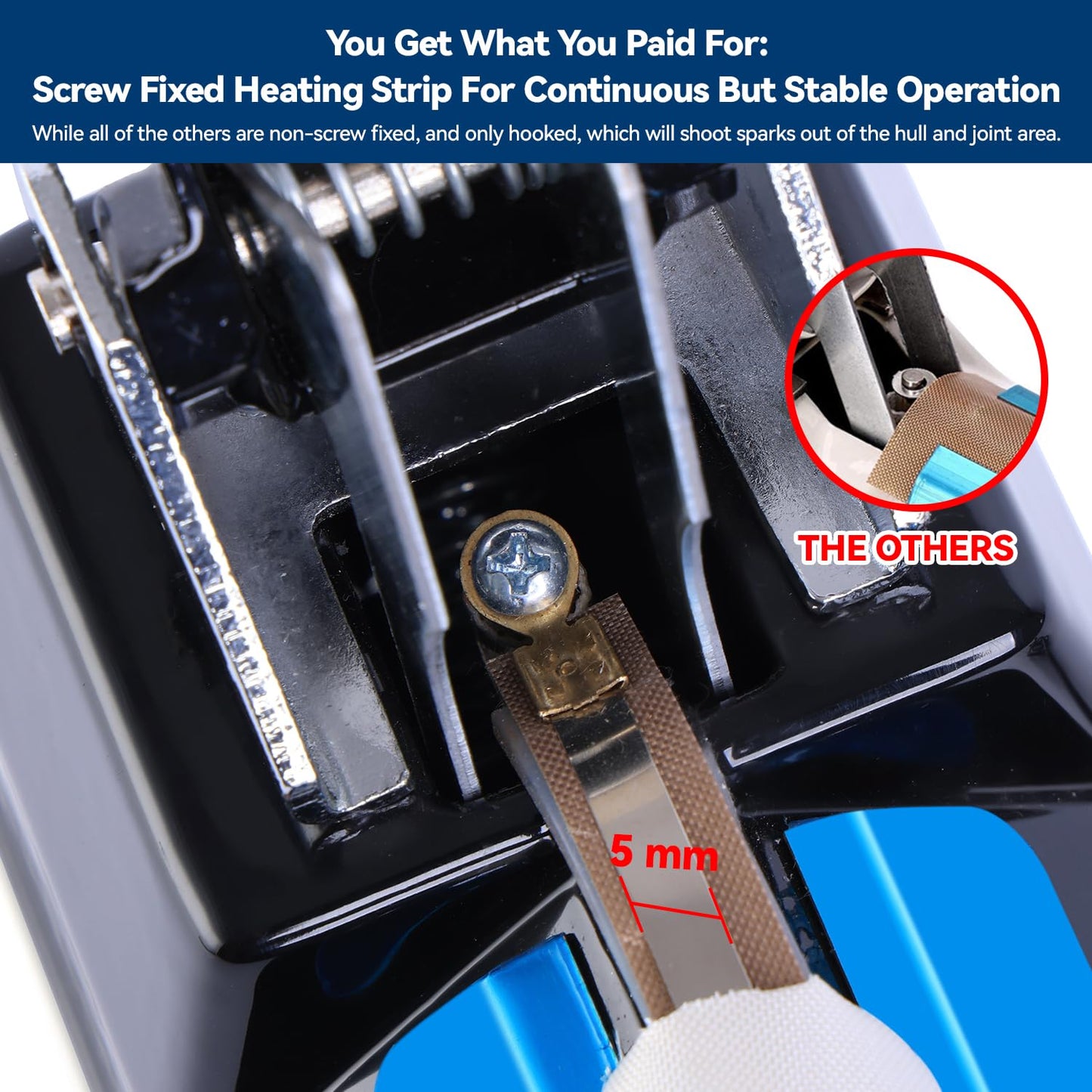 LinsnField Sealer Pro, Patented 16inch Impulse Heat Bag Sealer, 5mm Sealing Width Poly Bag Seal Machine, 2 Replacement Kits 1 Extra Fuse Included, Black