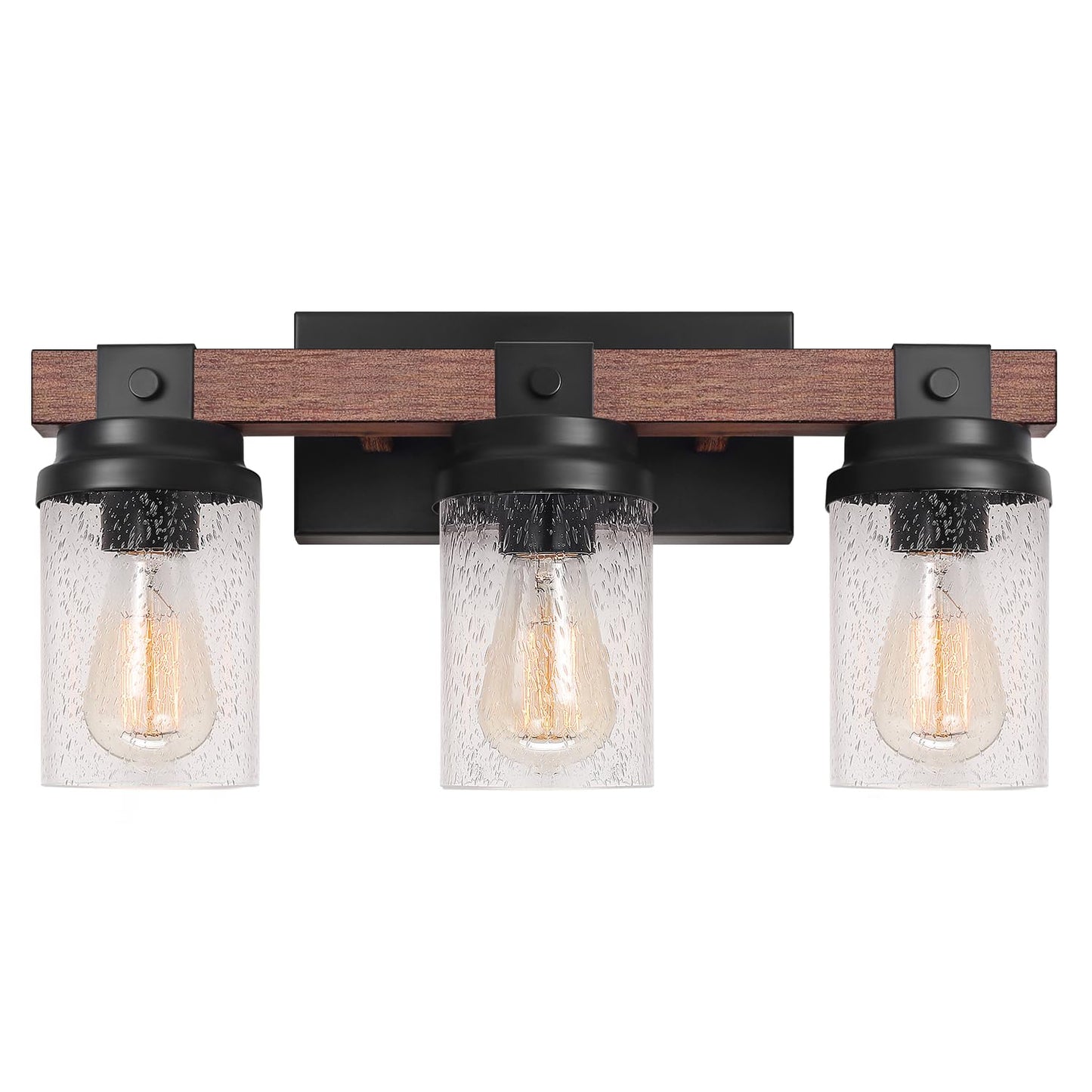 ZSMIHDOH 3-Light Farmhouse Vanity Light Rustic Over Mirror Bubble Glass 3 Light