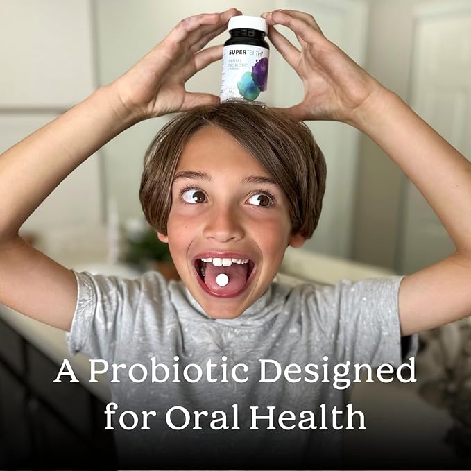 SuperTeeth Chewable Dental Probiotic for Adults & Kids | Support Healthy Teeth & Gums | Oral Health | Fights Bad Breath | BLIS M18 | 30 Mint Flavored Tablets | Fluoride & Sugar Free | Vegan Supplement