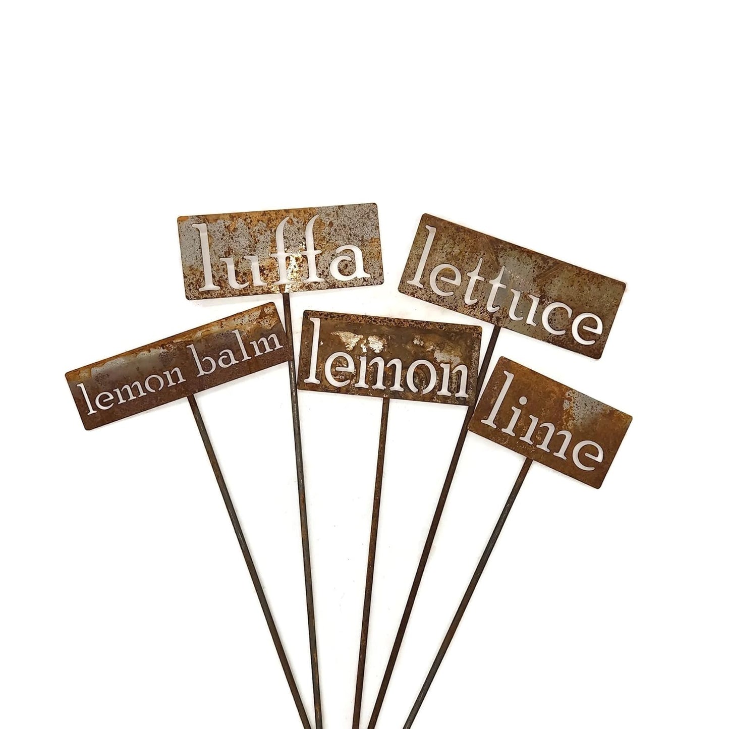 Classic Metal Garden Markers 19 Inches Tall (lemon verbena, Naturally Rusted)