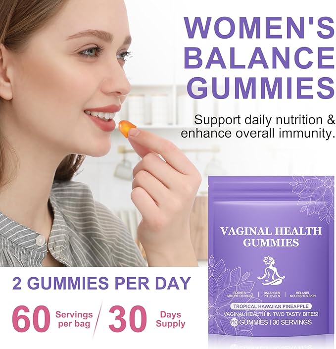 Feminine PH Balance Gummies for Women - Vital Feminine Natural Hawaiian Pineapple Probiotics Gummies for Women’s Health & Wellness - Immune Support - Vegan, Gluten-Free - 30 Servings