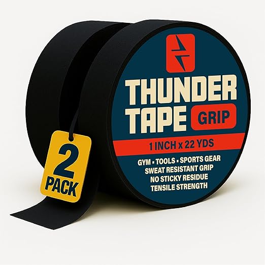 Thunder Tape 2 Pk Grip Tape - Cloth Grip Tape for Pull Up Bars, Sports, Tools, Handles, Bats, Rackets, Gym Equipment, Wire...