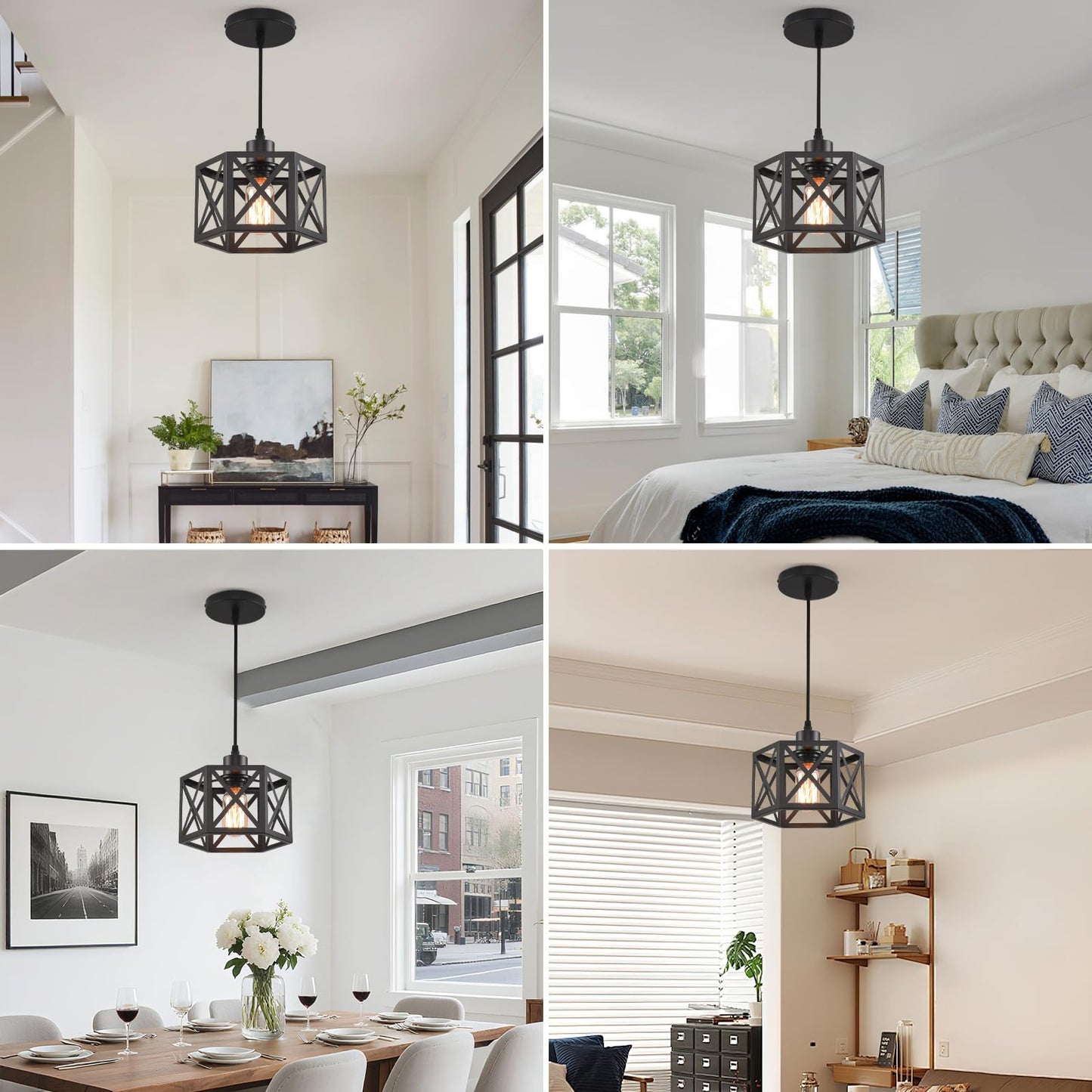 Cafulam Farmhouse Pendant Light Fixture  Black Pendant Lights For Kitchen Island Industrial Lantern Pendant Light Fixtures With Light Shade  Adjustable Height Hanging Pendant Lighting