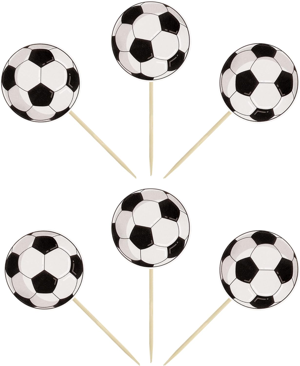 36Pcs Soccer Ball Cupcake Toppers Sports Theme Football Cupcake Food Toothpicks Baby Shower Cake Decorations for Sport Balls Theme Soccer Ball Kids Birthday Party Decorations