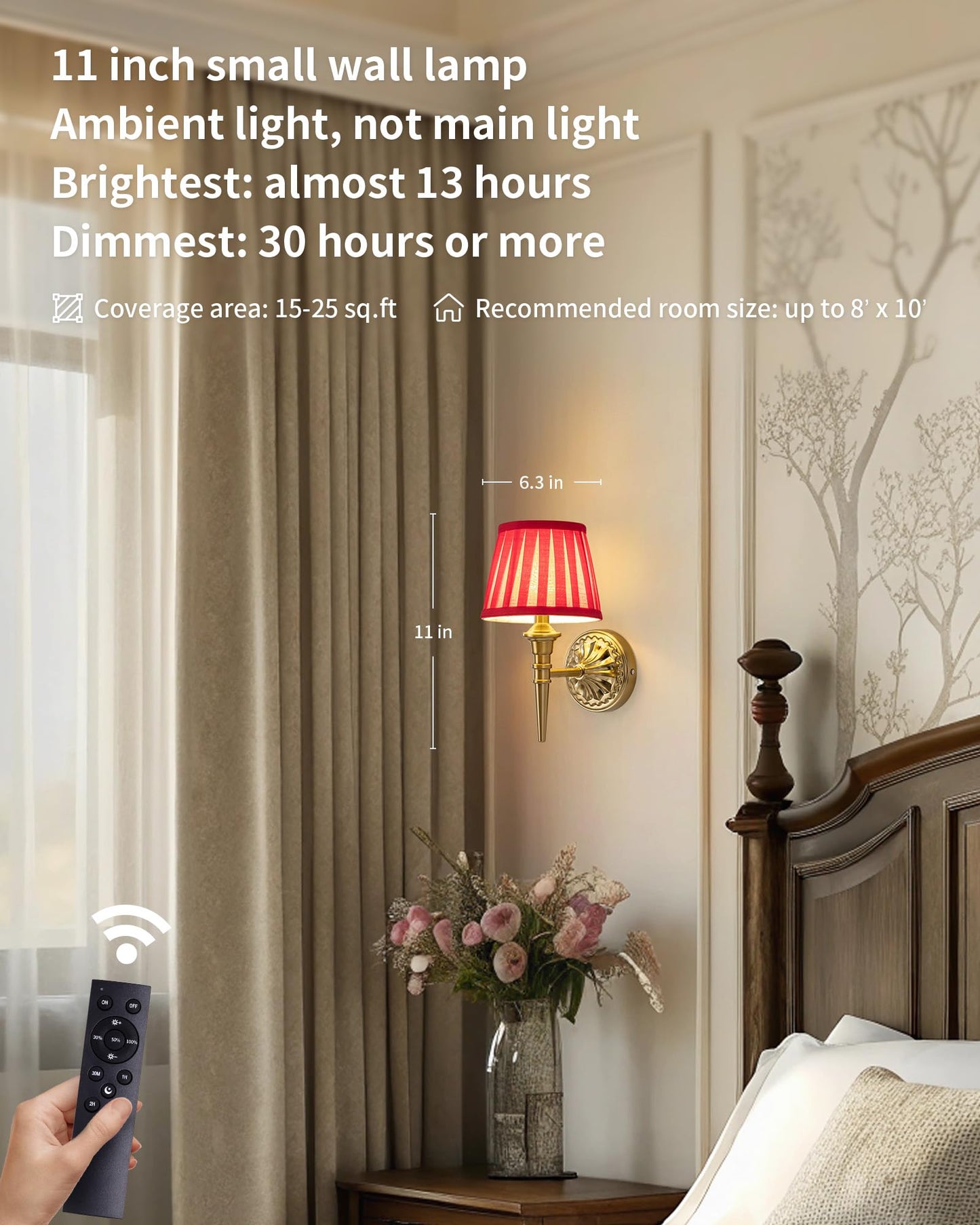 Kdg Cordless Wall Sconces Set Of 2  Small Wireless 5200Mah Rechargeable Battery Fabric Led Wall Lamps  Portables Lightings For Wall discomfort-reducingting  Living Room  Bedroom  Hallway  Gifts  Night Light (Red)