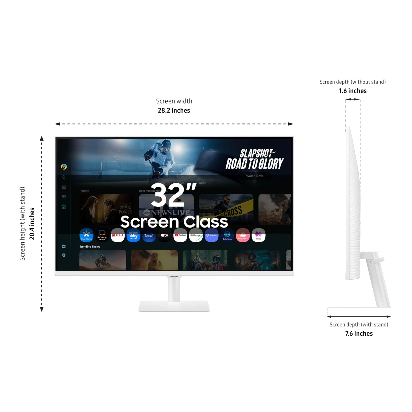 Samsung 32    Smart Monitor M7 (M70F) 4K Uhd Display, Samsung Vision Ai, Smart Tv Apps, Gaming Hub, Usb-C, Hdmi And Usb-A, White
