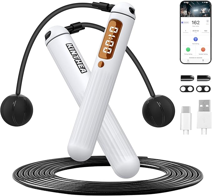 KINTHEA 2 in 1 Smart Jump Rope, APP Control & Data Record, Cordless Jumping Rope with Counter for Women, Men, All Age, Adj...