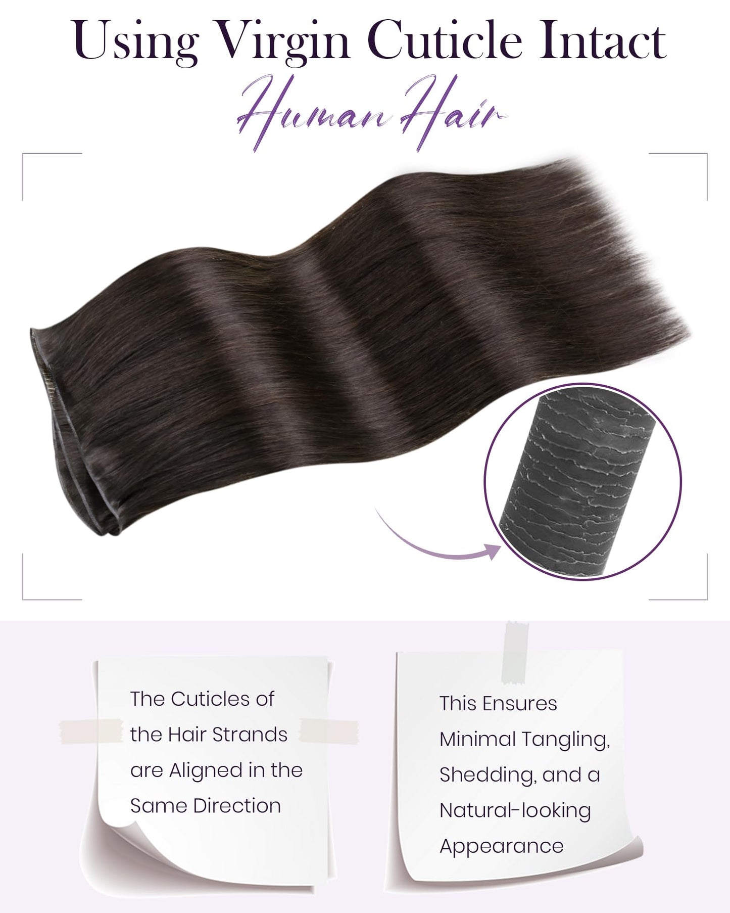 LaaVoo Hand Tied Weft Hair Extensions Human Hiar Dark Brown Hair Sew in Extensions for Women Brown Genius Weft Hair Extensions R