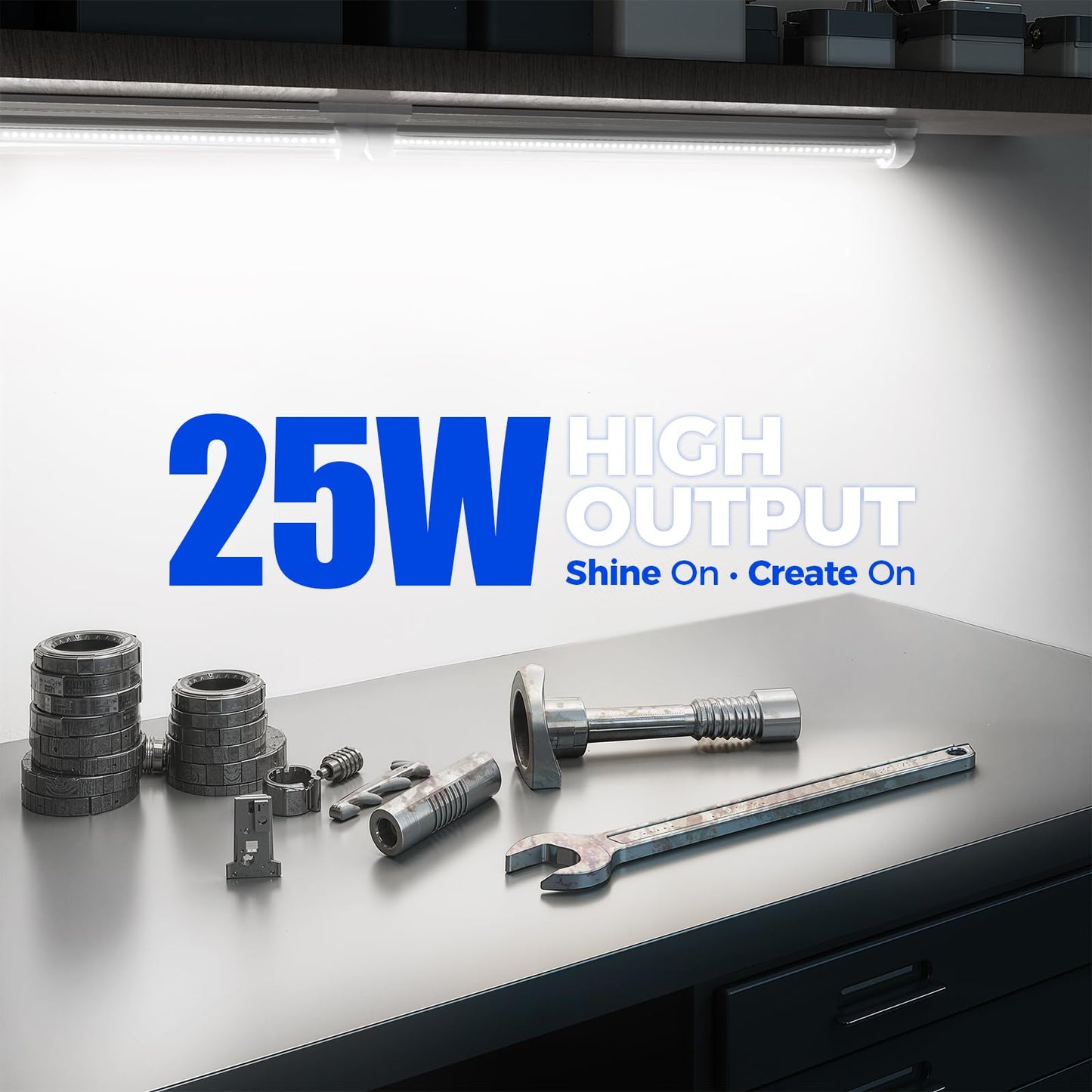 Barrina LED Shop Light 5000K 25W 3450LM 1.5FT T8 Under Cabinet Lighting, Linkable, 2 Packs