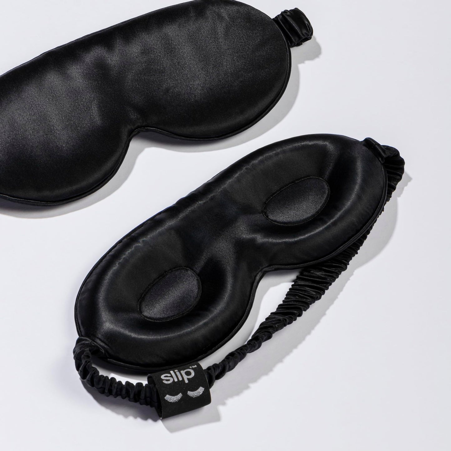 slip Contour Sleep Mask | 100% Pure Mulberry Silk, Ultra Soft | Contoured Design, Prevents Eye Pressure | Adjustable Strap, Ideal for Travel - Black
