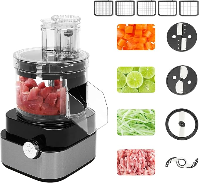 Commercial Food Processor,600W Electric Vegetable Dicer Chopper,Professional Veggie Shredder with 900PRM,Multifunctional Meat Grinder Blender,Food Chopper for Onions,Potatoes,Meat