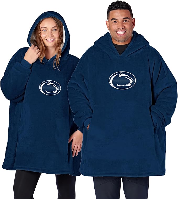 Northwest NCAA Hoodler Oversized Sherpa Pullover Hoodie with Embroidered Logo, Plush Wearable Blanket Sweatshirt, Soft Fleece