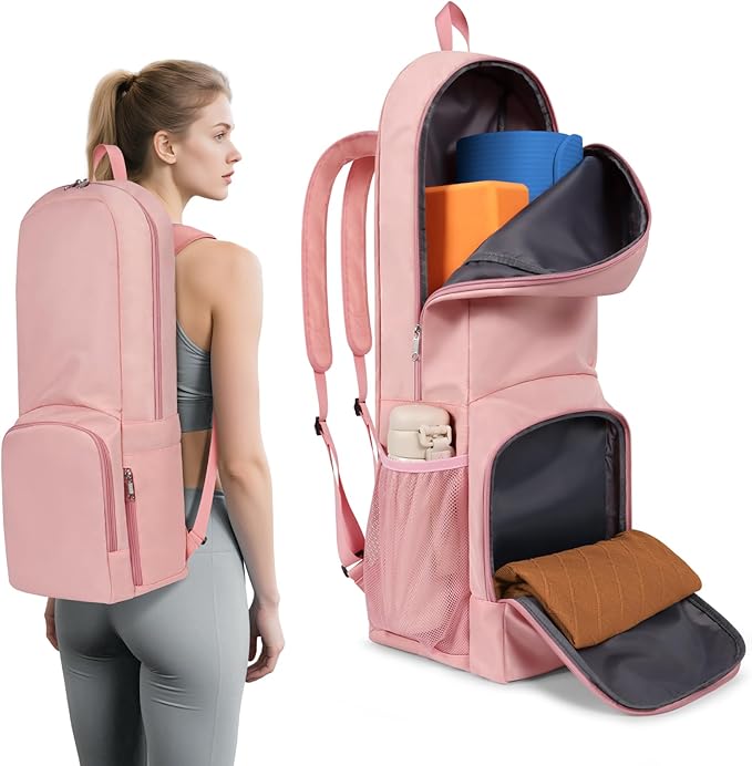 Tangoner Yoga Mat Bag Carrier Zipper Closure Multi Functional Essential Pockets Exercise Yoga Mat Holder Backpack