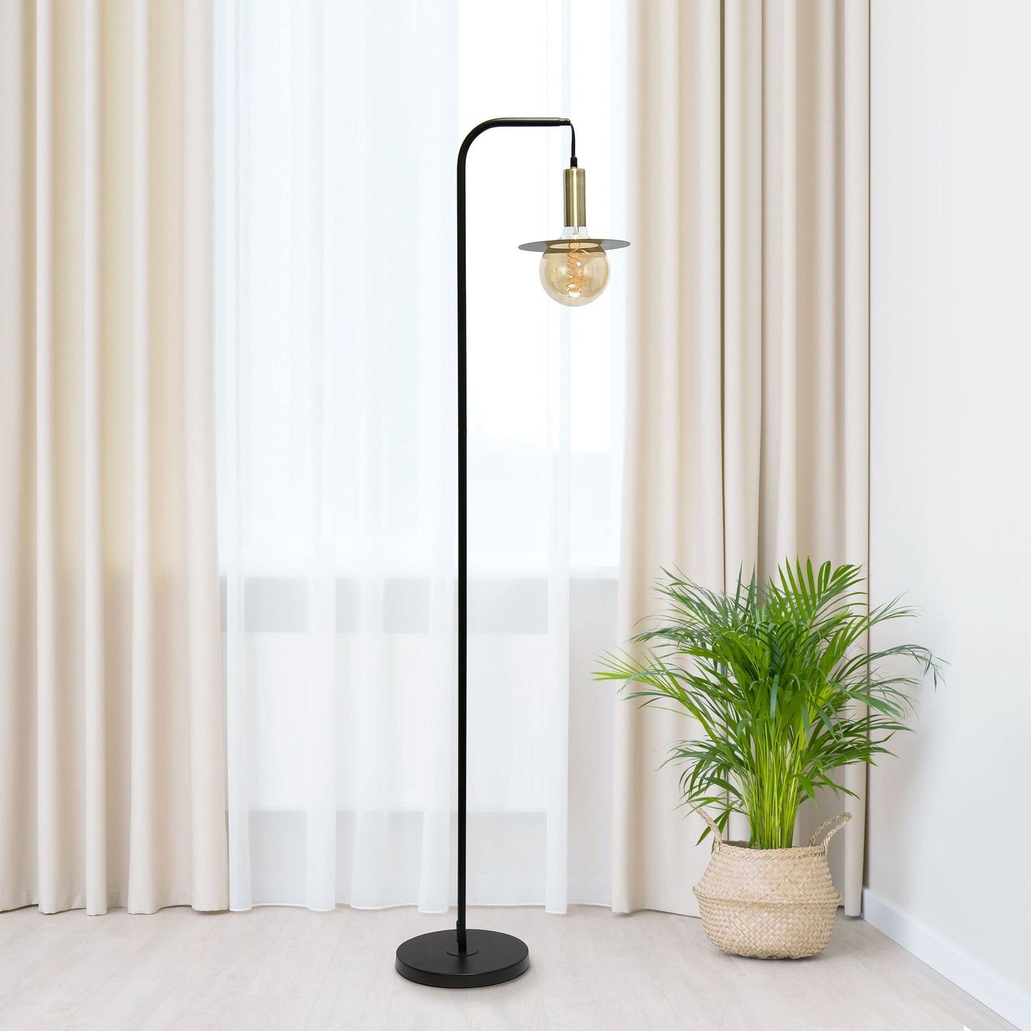 Simple Designs LF2018-BLK Orb Floor Lamp, Metal, Black