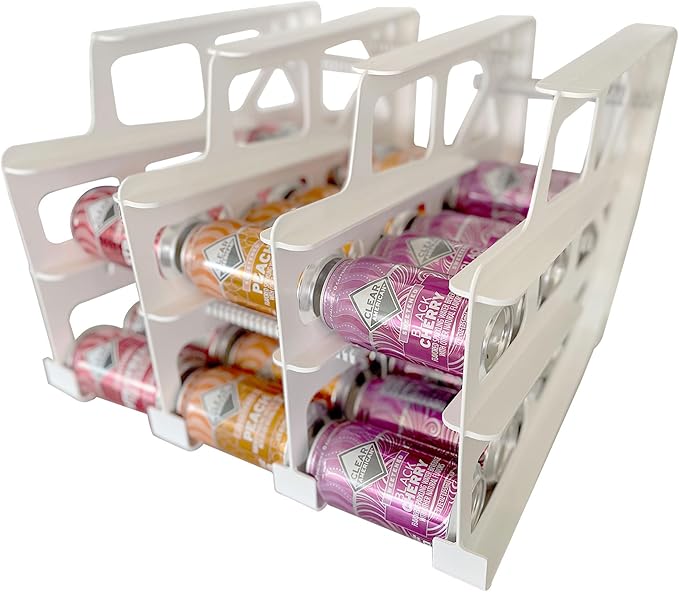 FIFO Can Tracker 3-Pack - 3-Tier Rotating Food Can Organizer for Pantry, Expandable Soda Can Storage for Kitchen, Holds 54 Cans of Food or Soda