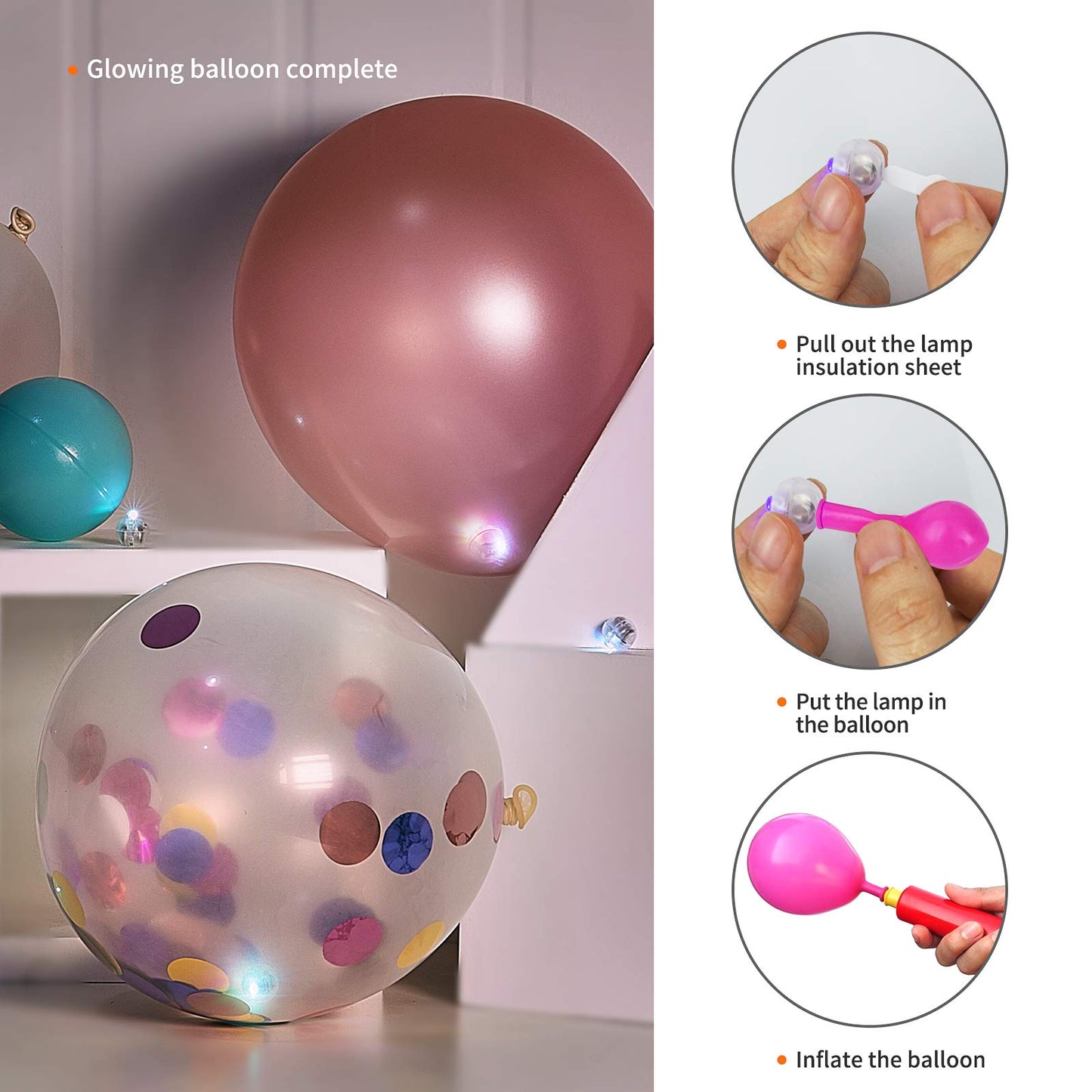 Aogist Purple LED Flash Lamp - 200pcs Mini Ball Light for Balloons, Parties, Weddings, Festivals, New Year, Christmas Decor