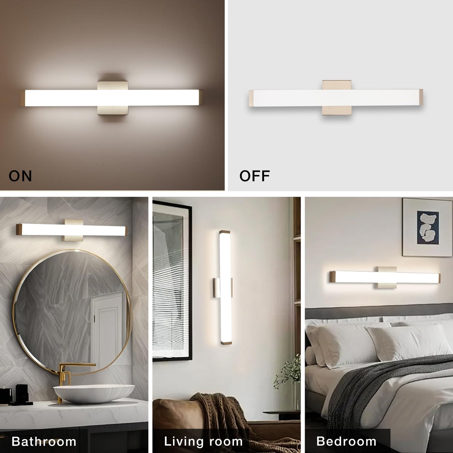YHTlaeh Bathroom Vanity Light Brushed Nickel 24in 14W LED Wall Bar Fixture Model 7610