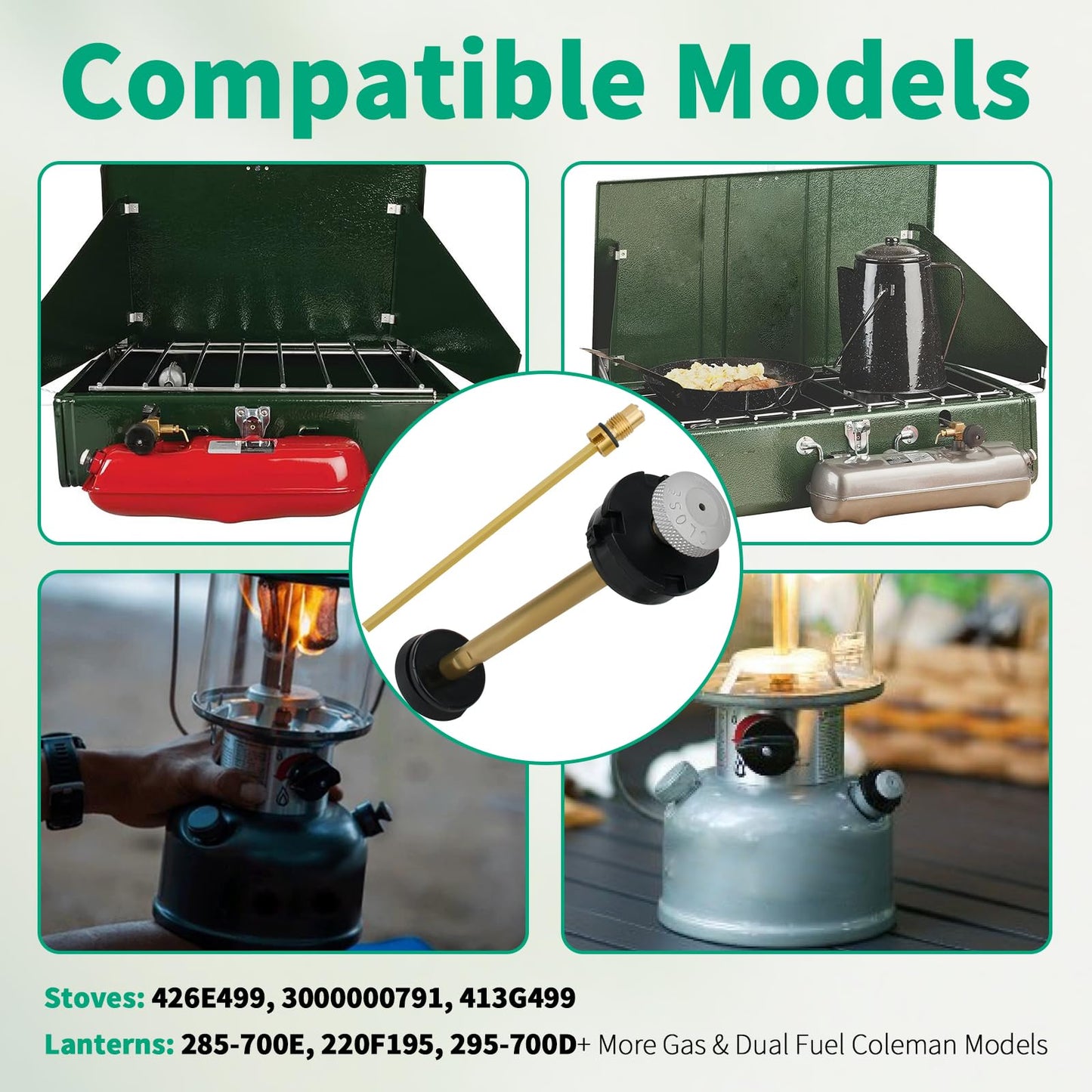 Sunjika Camping Stove&Lantern Comprehensive Repair Kit For Coleman Lantern Parts With Coleman Dual Fuel Stove.Check Valve Air Stem Assembly(200-6381) Universal Plunger Pump Metal Part(242J5201)