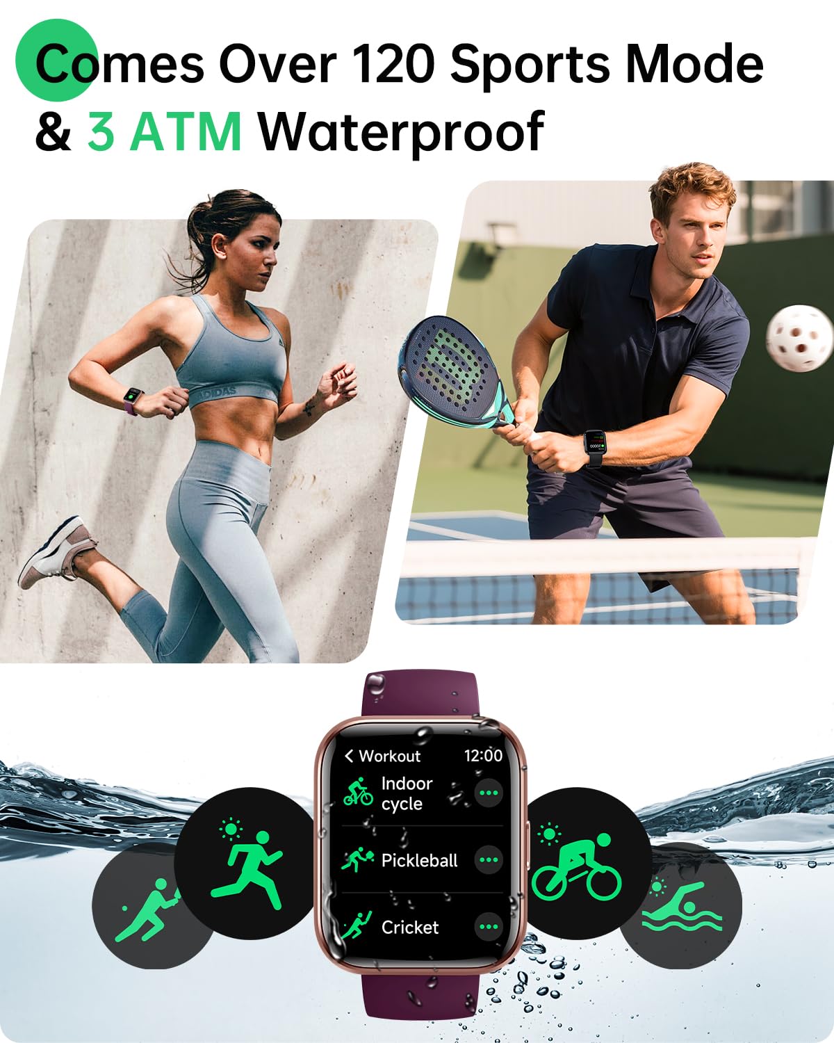 Smart Watches for Women and Men - Smart Watch Compatible for iPhone Android Phone,Alexa,Call & Notification Alerts,Heart Rate & Sleep Monitor,3 ATM Waterproof 1.83 Inches Fitness Tracker