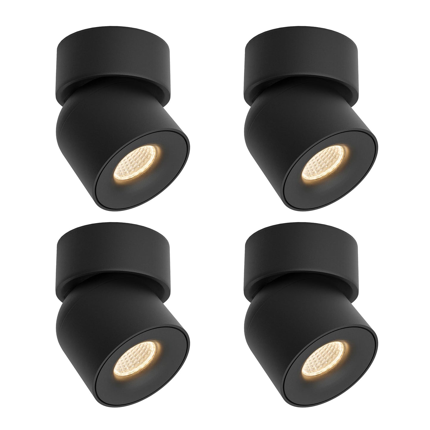 Aisilan LED Dimmable Ceiling Spotlight 9W 3000K Warm White Adjustable Black 4 Pcs Model MS052a