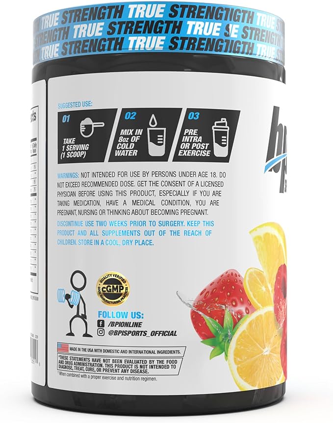 BPI Sports Essential Amino Acids EAA Powder - Pre, Intra & Post Workout Drink - BCAA Powder for Men & Women, EAA + BCAA + Hydration. Advanced Formula with 10g of EAA. (Lemon Berry)