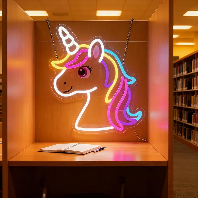 Unicorn Neon Sign for Wall Decor, Dimmable Colorful Unicorn Night Light for Girls Room, Nursery Classroom, Birthday Decoration, Cute Fairy Horse LED Light Up Sign for Kid Bedroom, Unicorn Gift for Girls