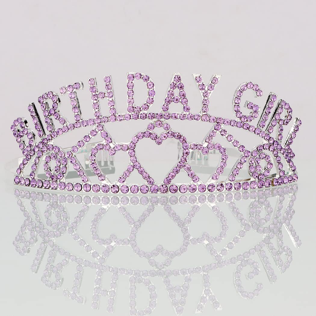 AOPRIE Purple Silver Birthday Crowns for Women Tiaras for Women Crowns for Girls Rhinestone Crystal Decor Headband