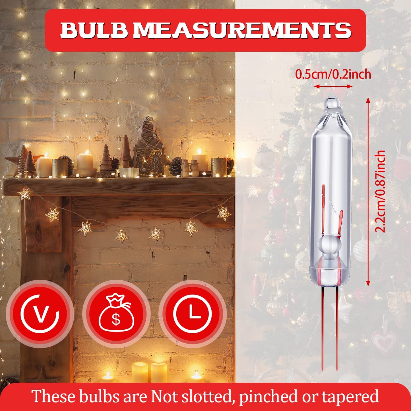 Mudder Mini Christmas Light Bulbs, 2.5 Volt, Clear, 500 Count
