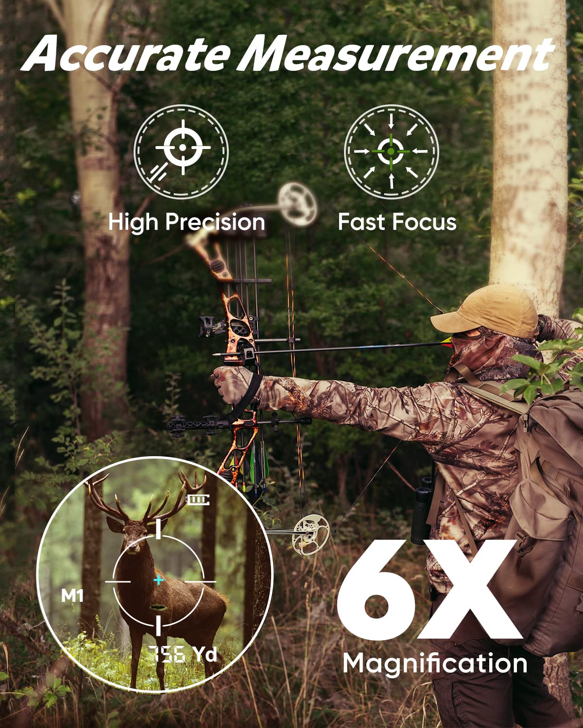 Wosports Hunting Range Finder, Archery Rangefinder For Bow Hunting With Flagpole Lock - Ranging - Speed And Scan