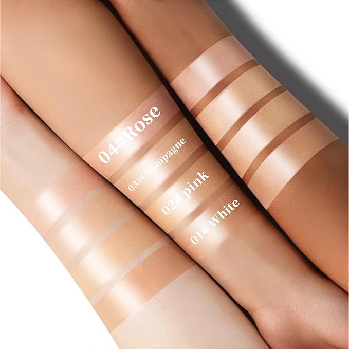 Liquid Highlighter Makeup, Long Lasting Multifunctional Luminous Glow Stick, Sparkly Glitter Body Face Shimmer Liquid Luminizer Sticks, Waterproof, Smooth, Blendable Cream Illuminator 04#