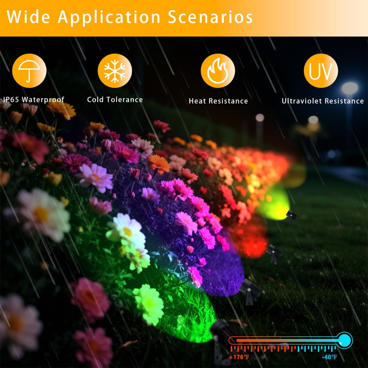 Sathem Smart RGB LED Spotlights, IP65 Waterproof, 8 Pack, Aluminum, Black, Model LS000C8