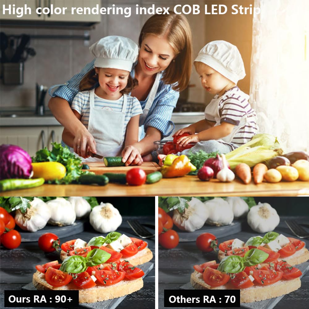 Topai 12V Cob Led Strip Light, Warm White, 16.4Ft, Ip65 Waterproof, 480 Leds/M, Model Cobw1-480, High Density For Diy Projects
