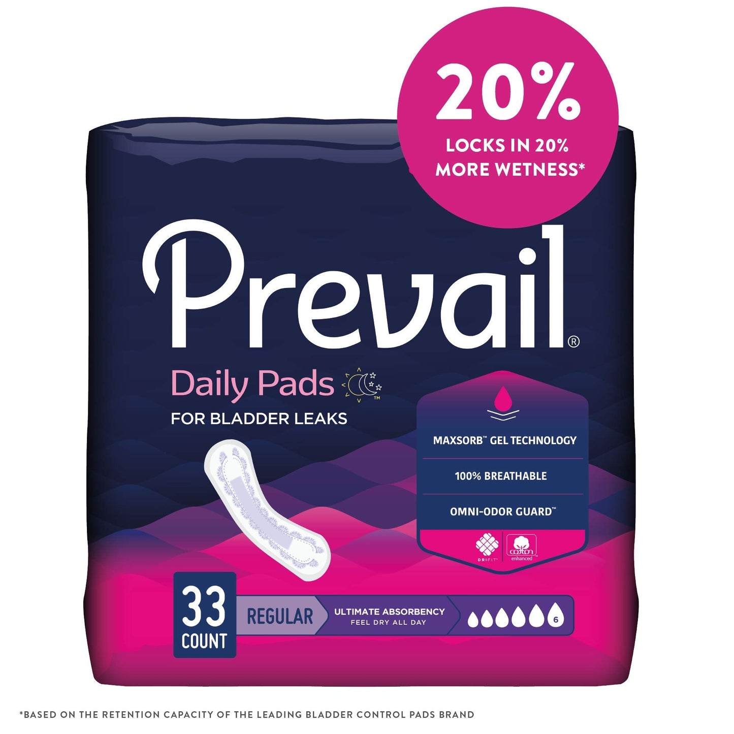 Prevail Bladder Control Pad, 16 Inch, Heavy Absorbency, PV-923 - Case of 132