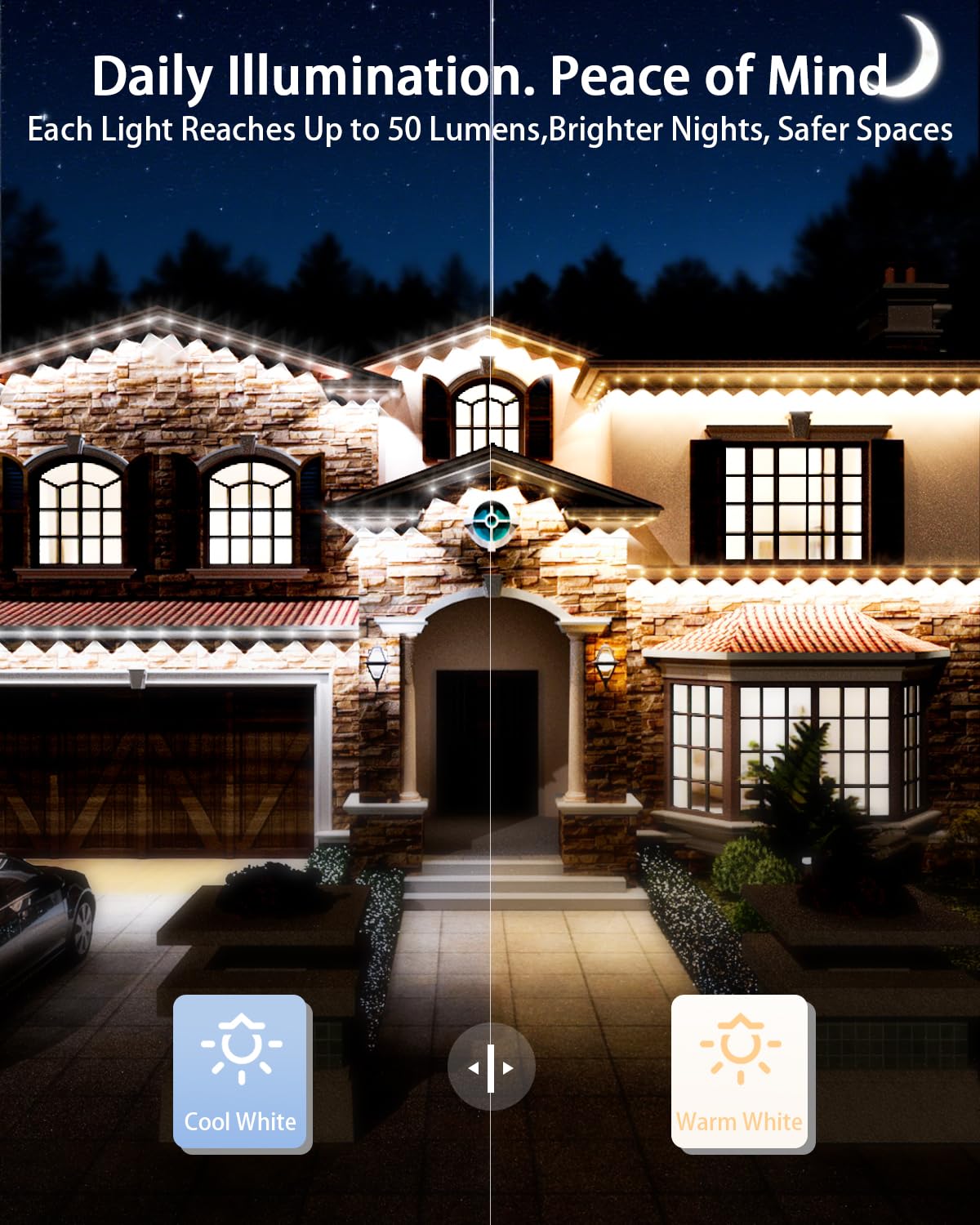 Mimirgb Permanent Outdoor Lights 150Ft Rgb Ic Outdoor Lights With 90 Led Lights For House Roof Christmas Holiday Party Daily Lighting Ip67 Waterproof Eaves Light With Multi Scene Modes For Halloween