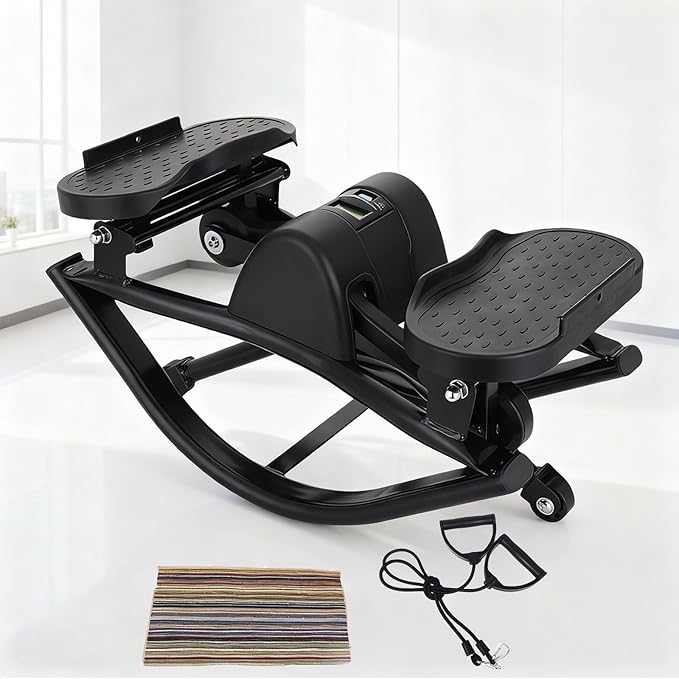 WIKONALK Low-Impact Lateral Rocking Fitness Stepper for Knees and Joints,Home Workout Machine,Rock Stepper Machine with Di...