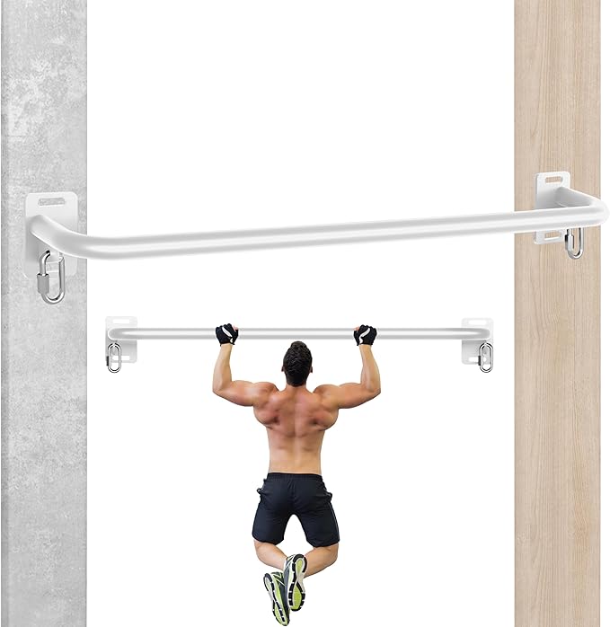 36" Heavy Duty Pull Up Bar Wall/Joist Mounted, 600 LB Capacity, Multi-Grip Bar for Garage & basement rafter Use - All-in-O...